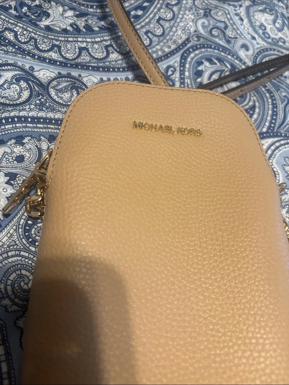Michael Kors Pebbled Leather Crossbody with Gold Chain